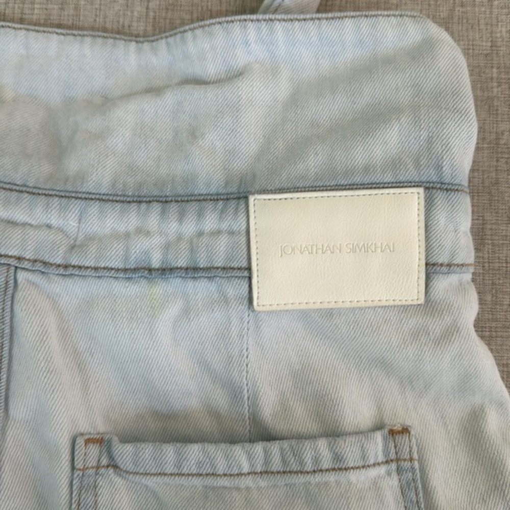 Jonathan Simkhai Standard Ace high-waisted Paper bag cropped acid‎ wash jeans 29 - Picture 12 of 16